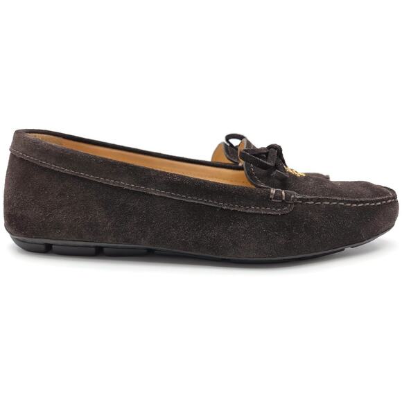 Prada Women’s Loafers Ebano Brown Suede Scamosciato Driving Shoes Itialian - Picture 7 of 16